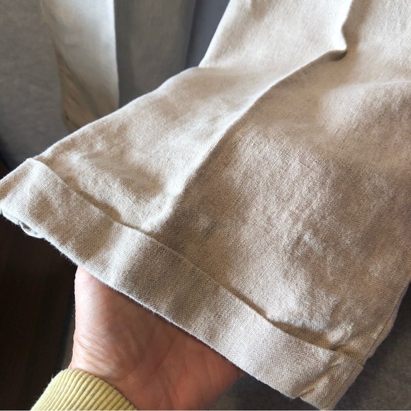 Mens 100 linen Eddie Bauer pleat front cuff hem pants size 36 tall - Picture 9 of 10